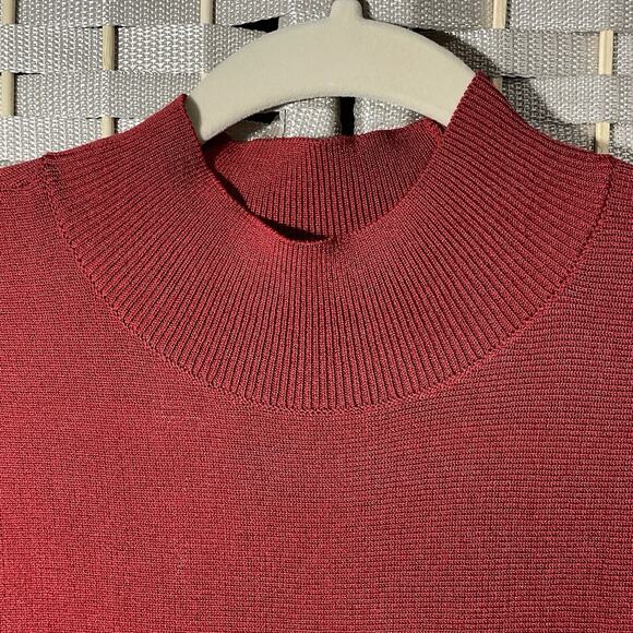 Ann Taylor Mock Neck Blouson Sweater Dress Size L Red Pearl Button Cuffs NEW - Picture 5 of 11